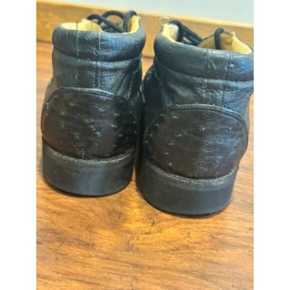 Mens Black Exotic Ostrich/COCO Leather Shoes Padded Collar Comfort Dress sz 11 - Picture 9 of 15